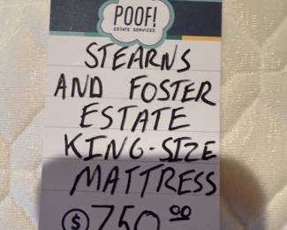 Stearns & Foster king size mattress
