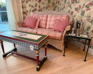 Hand-painted storage bench