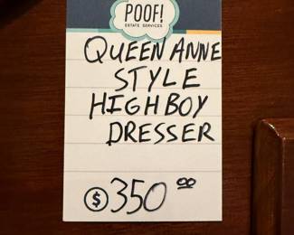 Queen Anne high boy dresser
