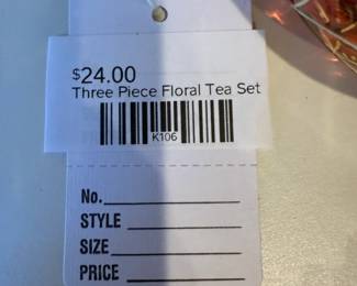 Three-piece floral tea set