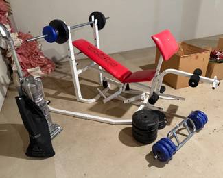 Weider workout bench, Weight set
