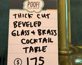 Brass and glass cocktail table