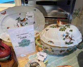 Herend Rothschild bird tureen, Herend Rothschild bird platter