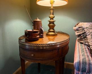 Antique Starline tackle pulley, Baker Louis XVI Bouillotte table
