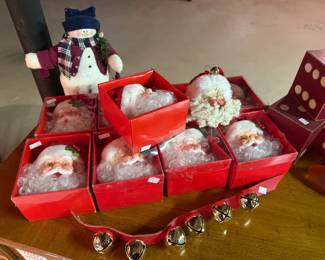 Vintage Christmas decorations, Santa heads
