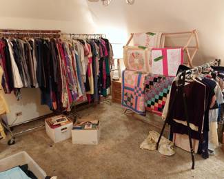 SOME NICE VINTAGE,CLEAN ,HANDMADE QUILTS..LOTS OF CLOTHES AGAIN