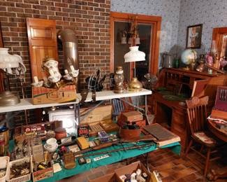 1927? VICTORIAN COLEMAN QUICK- LITE TABLE TOP LANTERN WITH ORIGINAL MILKGLASS SHADES..ALSO GERMANY OPTIMUSLAMPE BRASS LANTERN WITH GLASS HANDLE