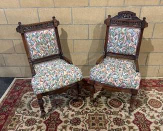 92 PairofEastlakeStyleCarvedchairs