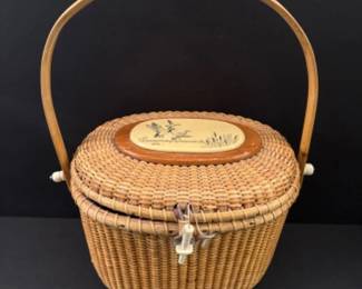 41 VintageBarlowNantucketBasketPurseLinedInside