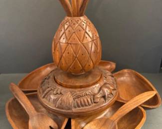 58 VintageTikiPineappleServerMonkeyPodwood