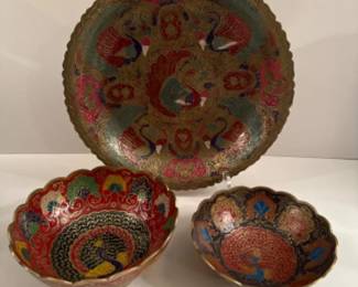 102 IndianBrassEnamelSet