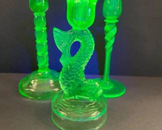 45 UraniumGlassCandlesticks