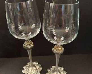 31 1980sBacchusPewterStemmedCrystalWinePair