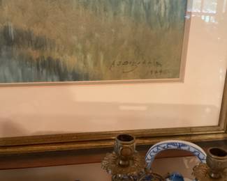 A.J. Drysdale signature on oil pastel