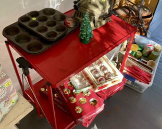 Red folding cart, mid century