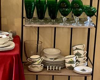 Green Fostoria stemware ( Grand Dame)