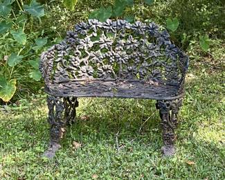 Black cast iron bench