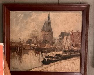European cityscape antique oil painting