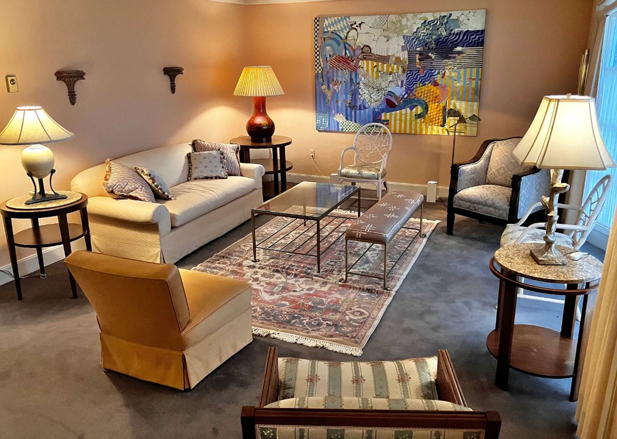 Family Room w/ MCM, Artwork, Down Filled Couch