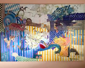 80"x54" Original Acrylic on Canvas by Sallie Whistler Marcucci entitled "Contessa on the Beach", 1977