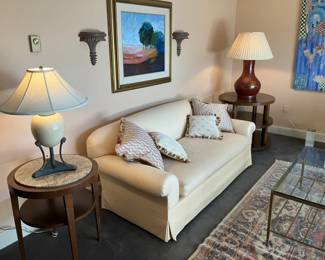 Down Filled Sofa with Matching Drapery