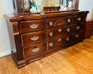 Long dresser with removable mirrored top by Vaughn-Bassett Furniture (detail)...