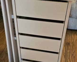 5 Drawer cabinet with fold up leaf to make work station or desk / sewing cabinet