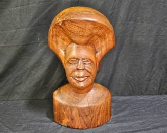 VTG Hand Carved Wooden Bust Fiji Tribal Sculpture