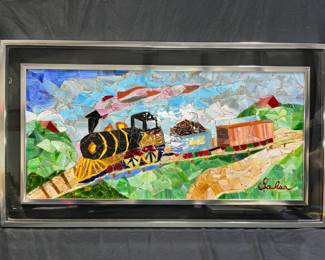 Signed Glass Mosaic Art Piece