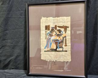 Hand Painted Egyptian Papyrus - King Tut & Wife