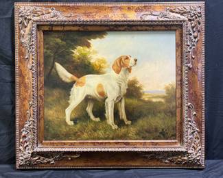 Jim Huff Oil on Canvas Portrait of a Hunting Dog