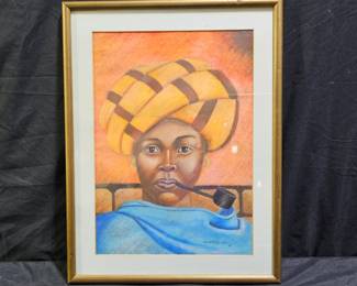 Framed Oil Pastel by Velaphi Mzimba '78