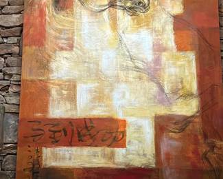 Massive Abstract Horse Sketch Painting on Canvas