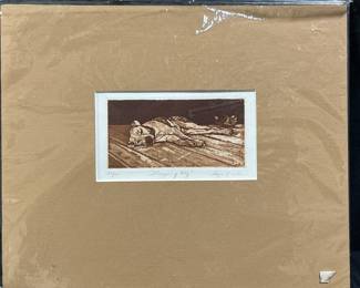 Sleeping Dog Lithograph by Hoper Barten #23/110