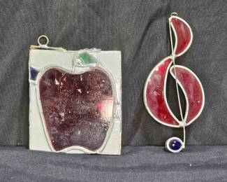 2 Stained Glass Window Hangings