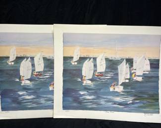 2 Numbered KJ Edwards Prints : The Pram Race
