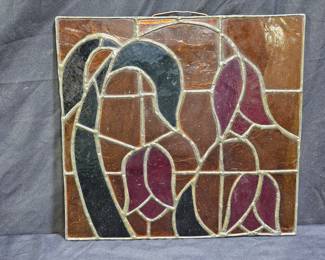 Floral Square Stained Glass Wall Hanging