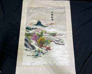 Vintage Chinoiserie Silk Embroidery Wall Art