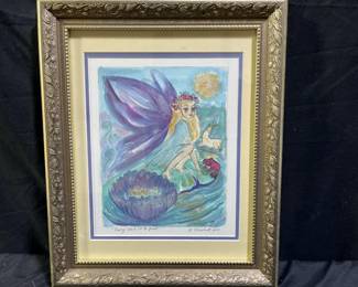 Watercolor "Fairy Visit at the Pond" by Christall