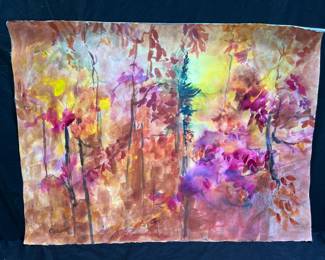 Abstract Forest Water Color Painting by KJ Edwards
