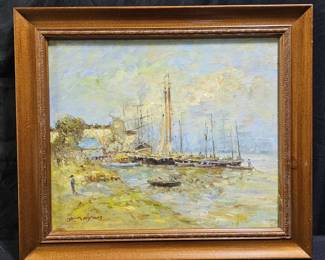 Oil on Canvas Boats near the Shore by John Clymer