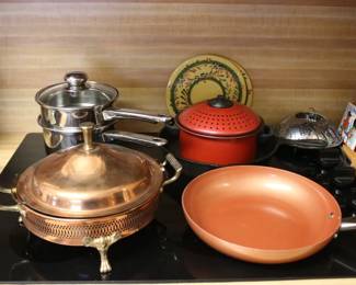 Vintage Copper Chafing Dish, Double Boiler, Cookware