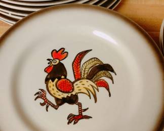 Vintage Metlox Red Roster Dish Set