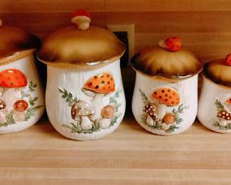 Vintage Sears Merry Mushroom Canister Set
