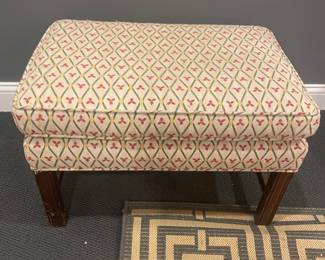 Hickory Chair. Chippendale Ottoman with Schumaker fabric. $500