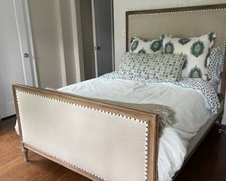 Restoration Hardware Maison Bed (Full) Sand Belgian Linen with Antiqued Grey Oak finish. $999. $1100 with mattress