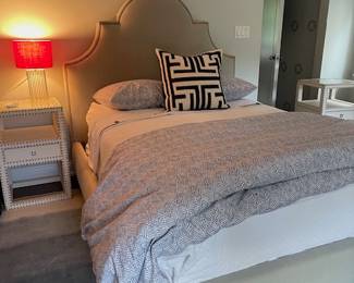 ABC Carpet NY Upholstered Linen Fabric Bed Frame with Nail Head details (Full) $899