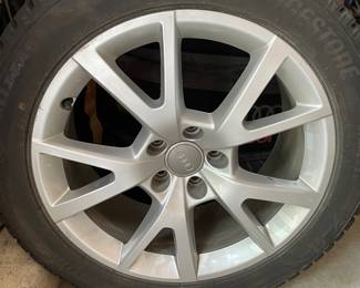 Audi rims and Bridestone snow tires x 4. Originally $3,000, NOW only $1,000. Rubber only used 1 Winter.