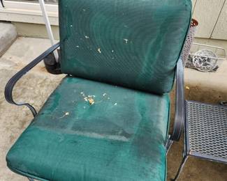 Two Wrought Iron Chairs with Pads and Side Table!