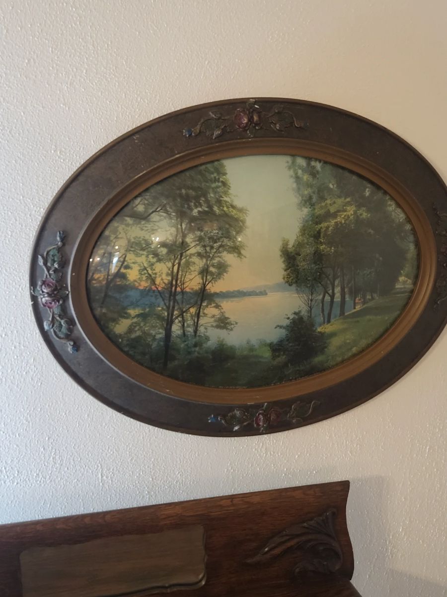 Reverse painted landscape